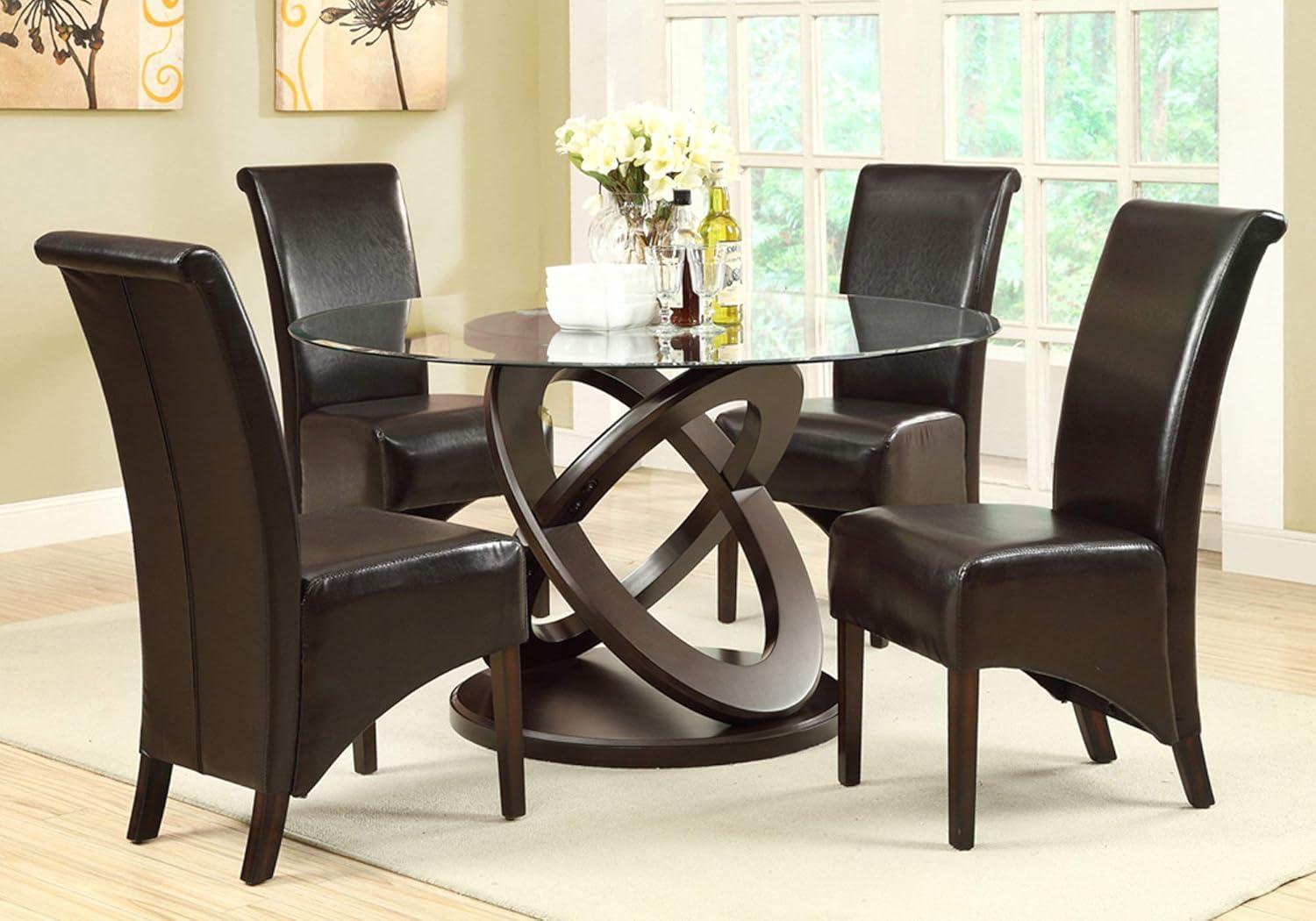 Monarch Specialties I 1749 Espresso 48" Wide Elegant Glass Top Dining Table (Chairs are not included)