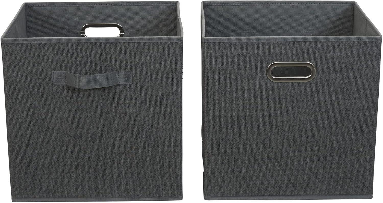 Grey Fabric Collapsible Cube Storage Bins with Handles