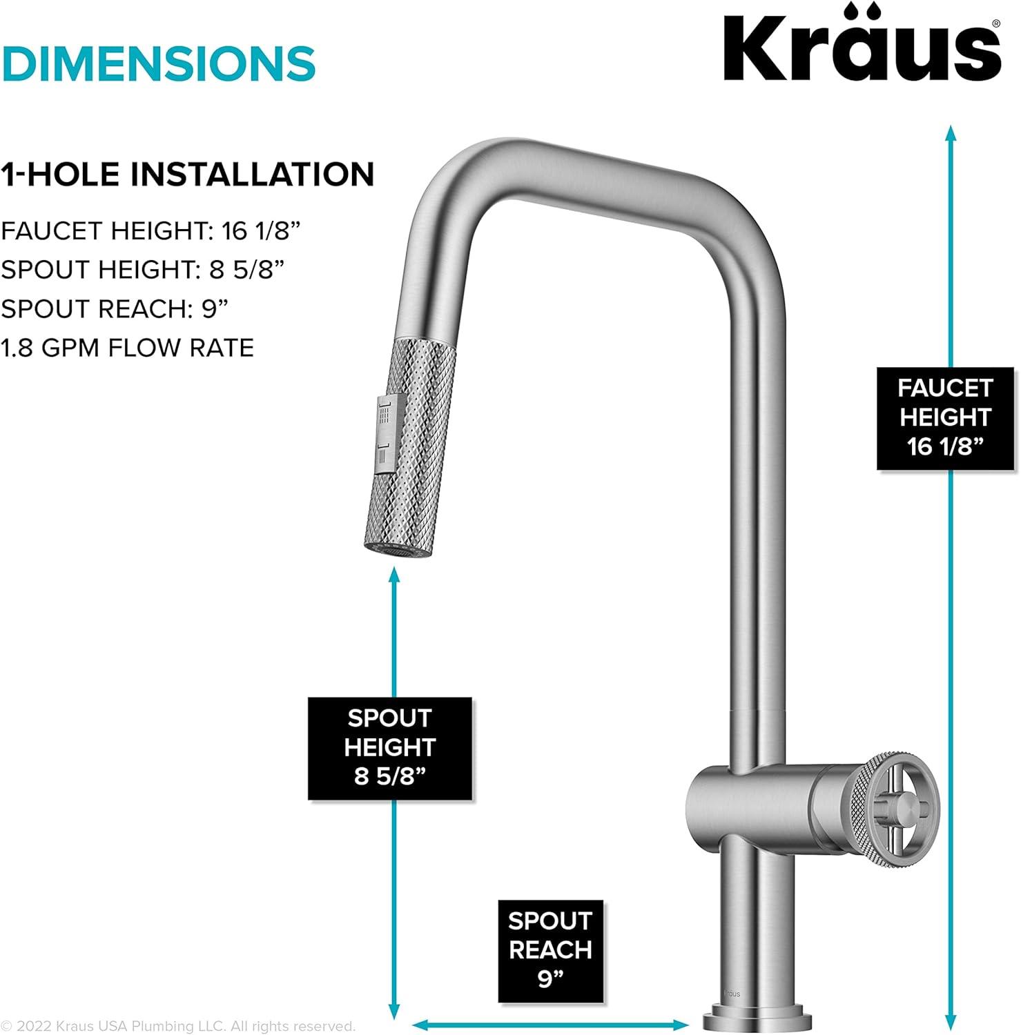 Urbix Industrial Pull-Down Single Handle Kitchen Faucet