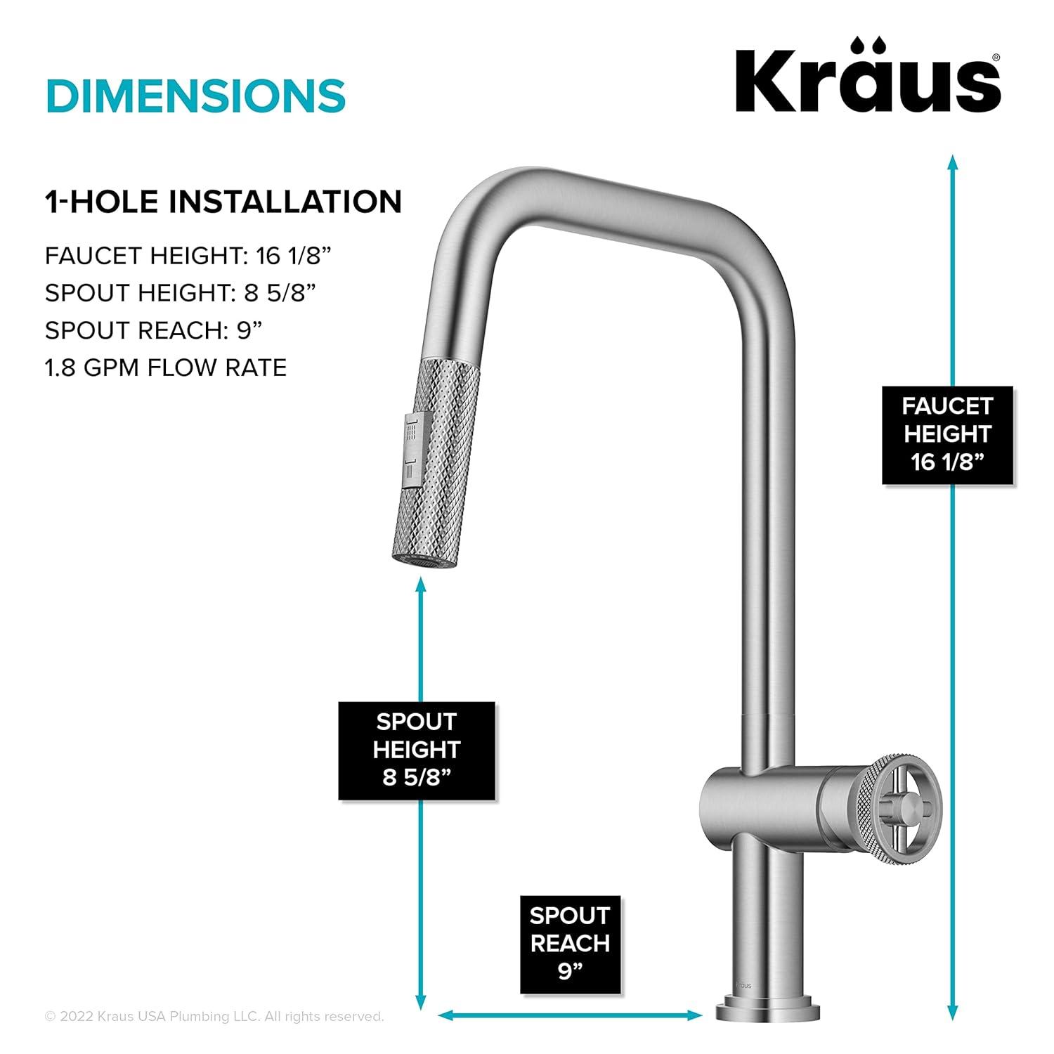 Urbix Industrial Pull-Down Single Handle Kitchen Faucet