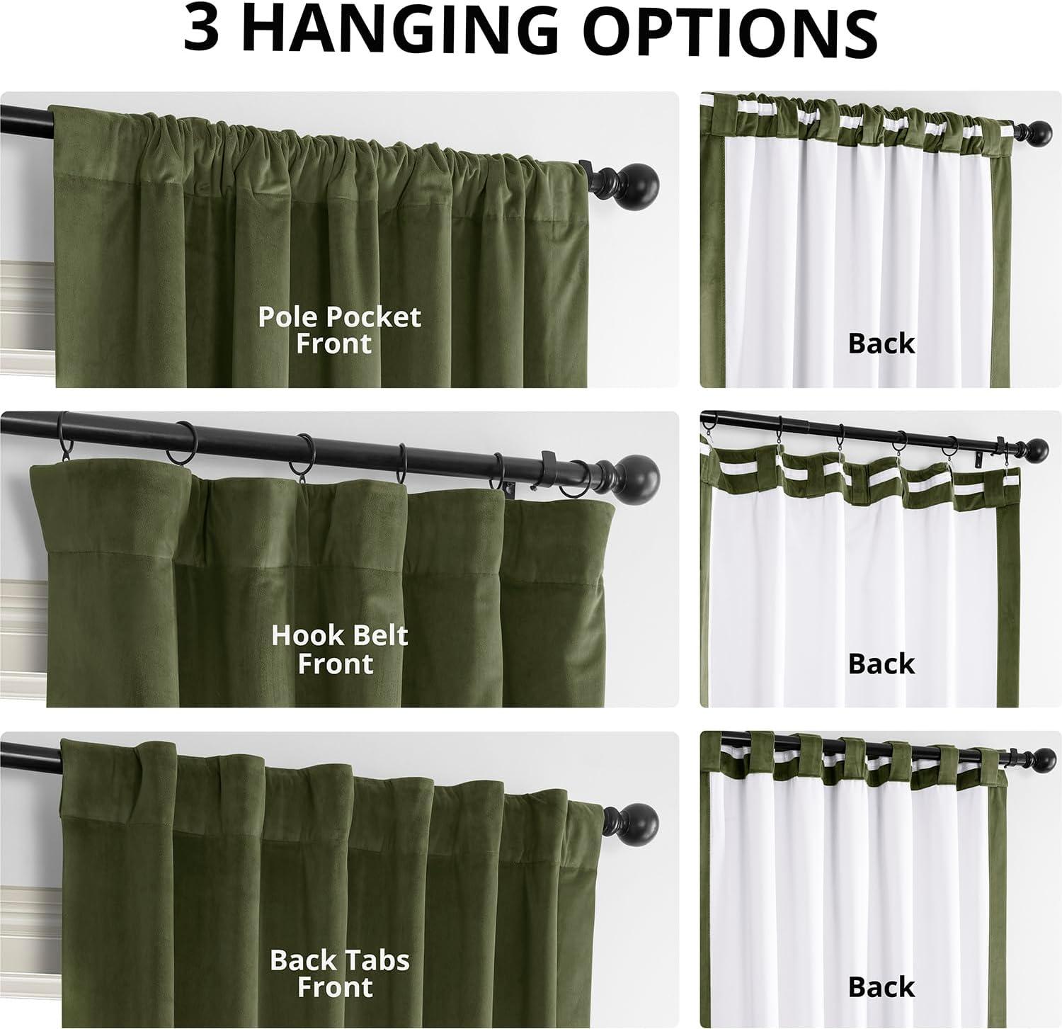 Half Price Drapes Signature Hunter Green Velvet Blackout Curtains For Bedrooms (1 Panel), 50WX 84L