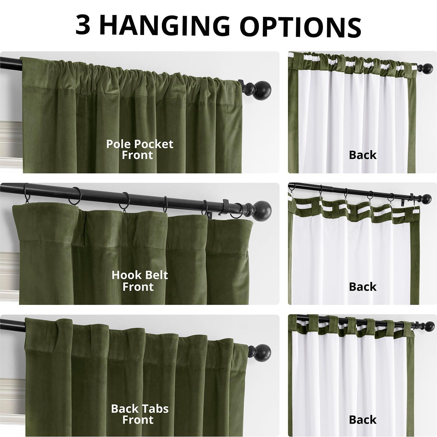 Half Price Drapes Signature Hunter Green Velvet Blackout Curtains For Bedrooms (1 Panel), 50WX 84L