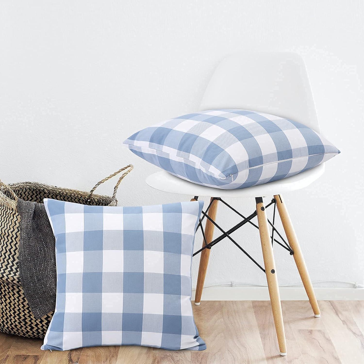 2 Pack Christmas Pillow Covers Buffalo Check Plaid Throw Decorative Cushion Case Polyester for Farmhouse Home Decor Red and Black, 18" x 18"