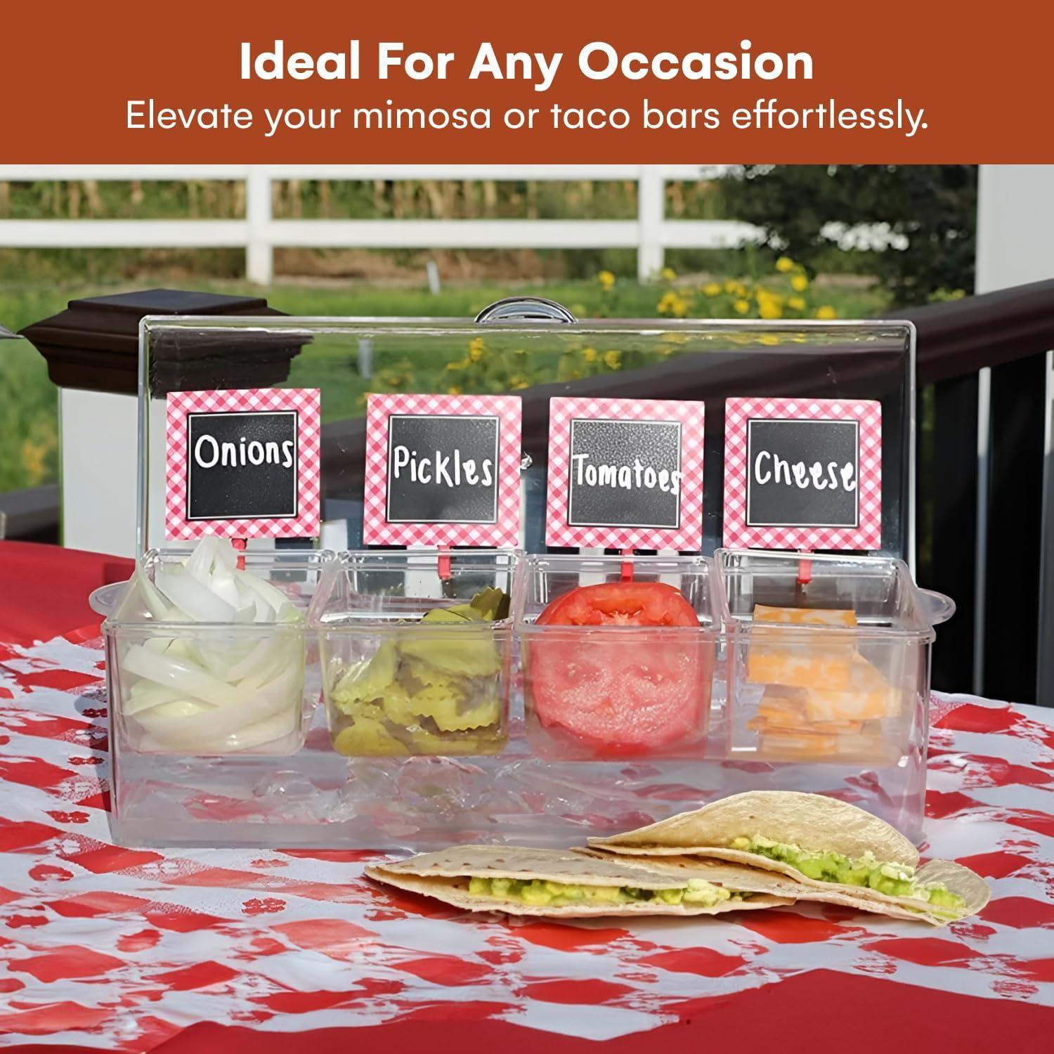 Estilo 4 Section Condiment on Ice, Clear, 16 oz cups each Tray