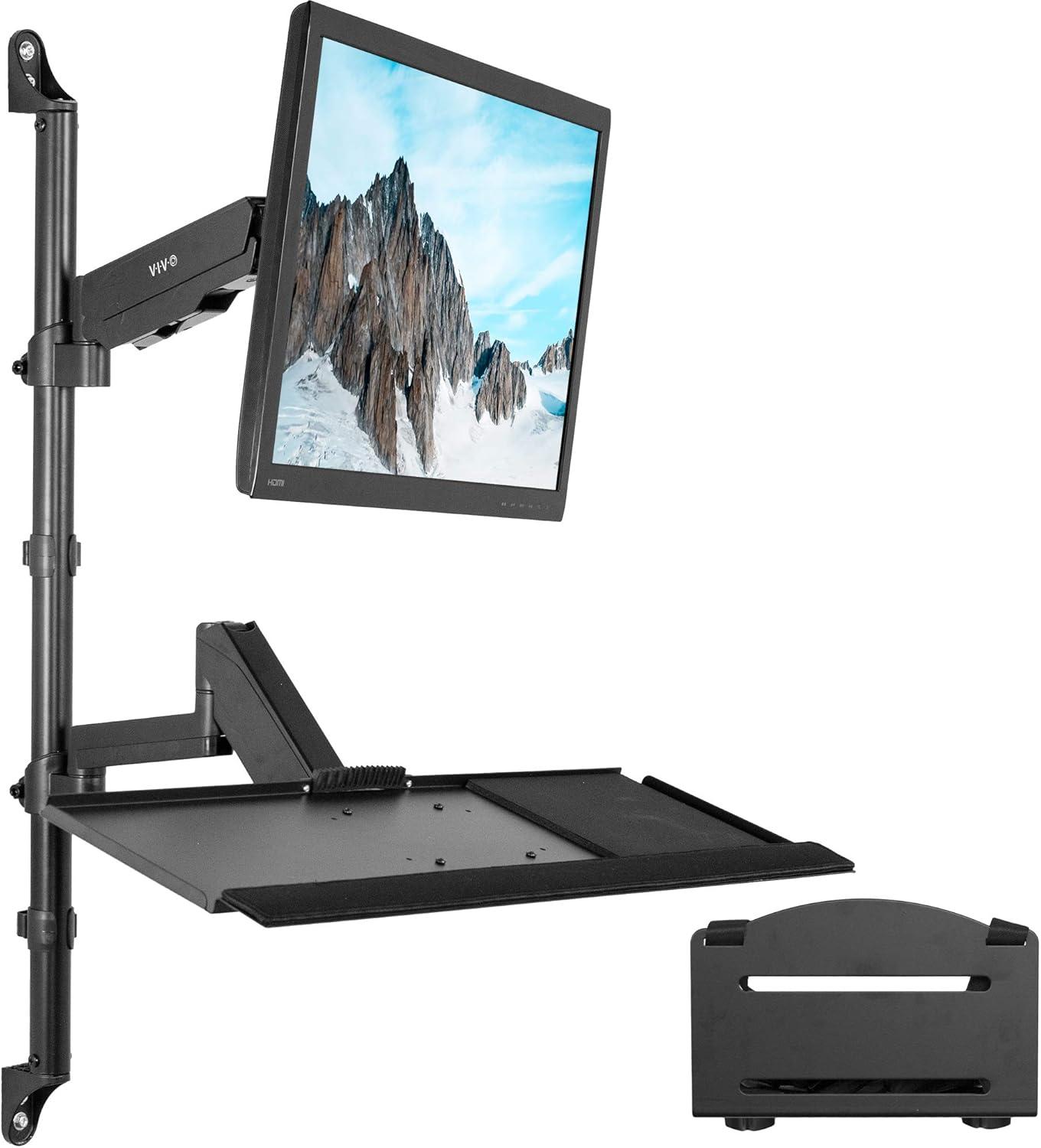 Black Steel Adjustable Wall Mount Workstation