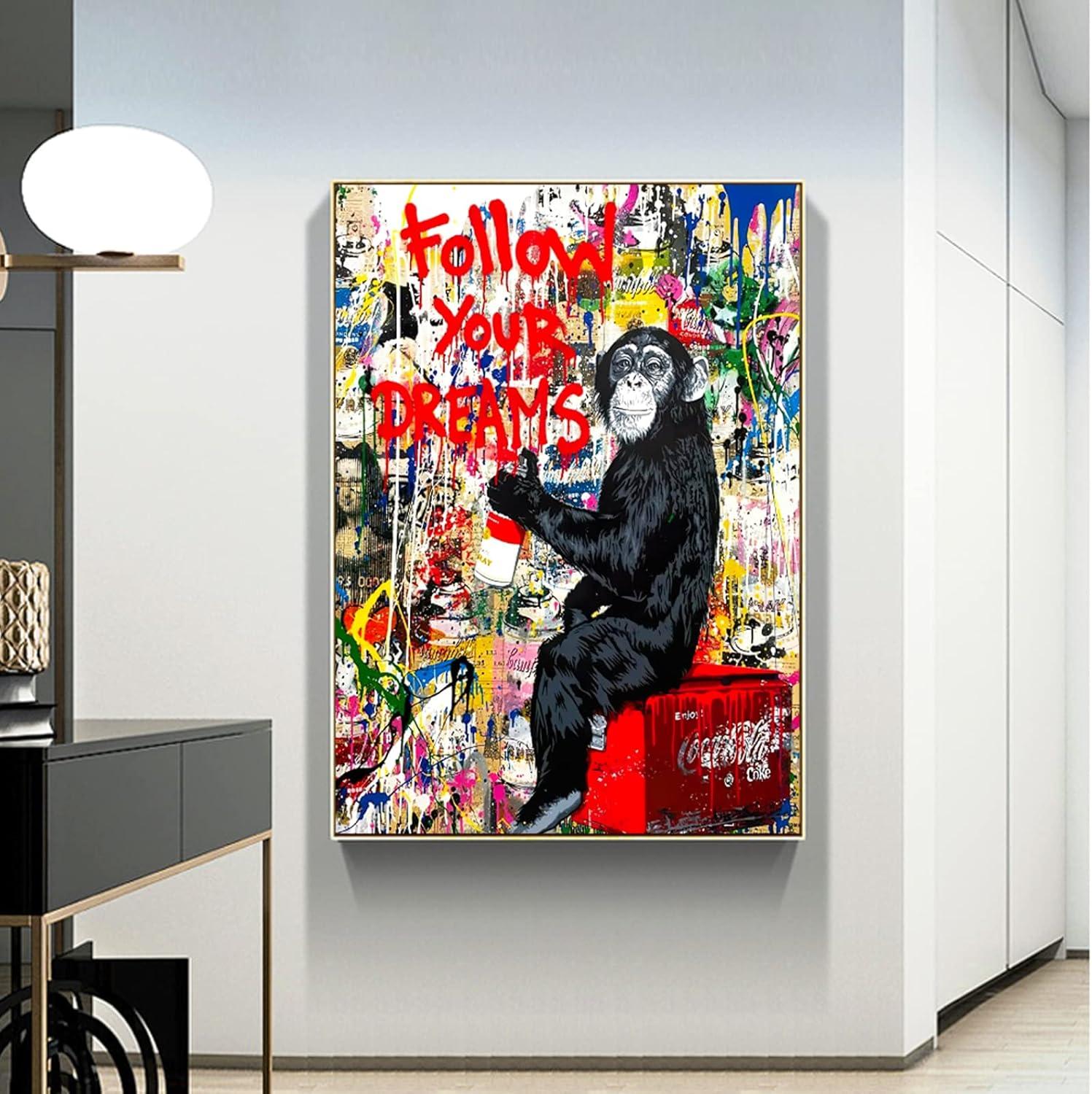 Banksy Inspired Gorilla Follow Your Dreams Canvas Print