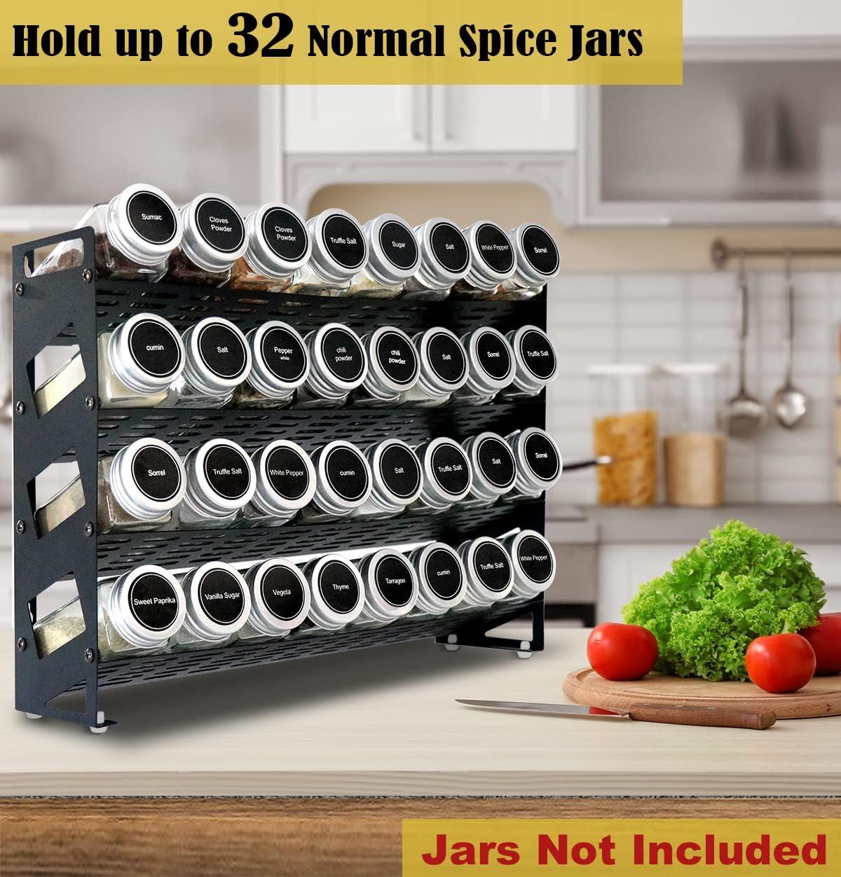 Matte Black 4-Tier Metal Spice Rack Organizer