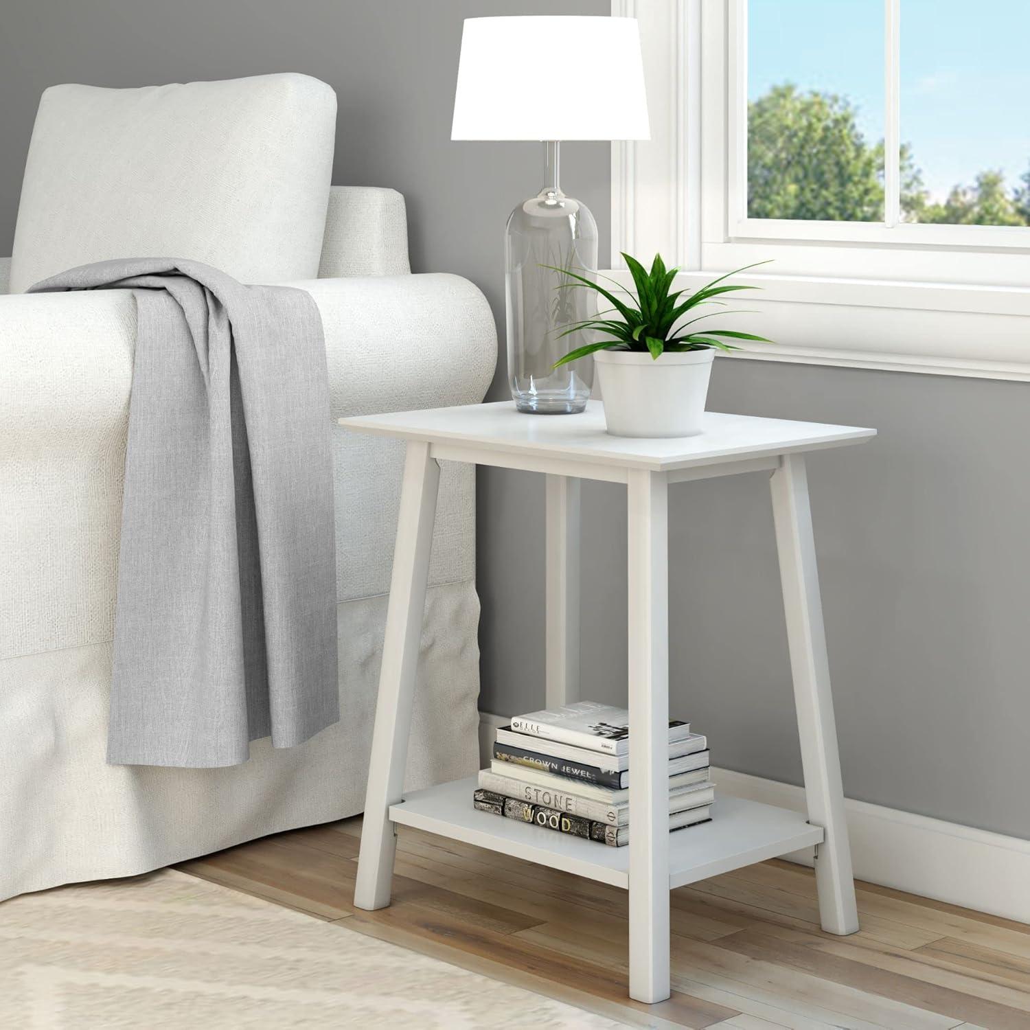 Plank+Beam Nightstand, Solid Wood Mid-Century Modern Bedside Table for Bedroom