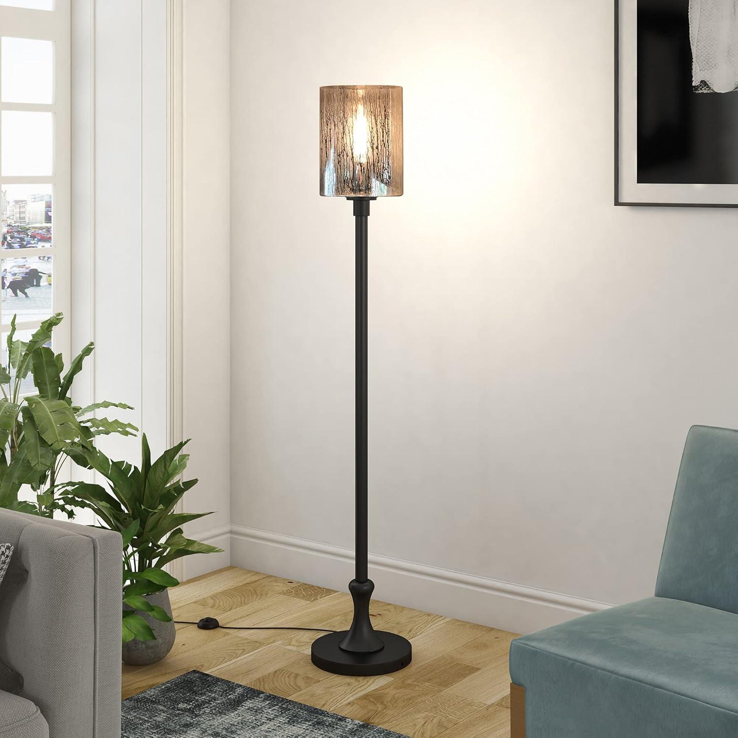 Numit 68" Blackened Bronze Floor Lamp with Mercury Glass Shade