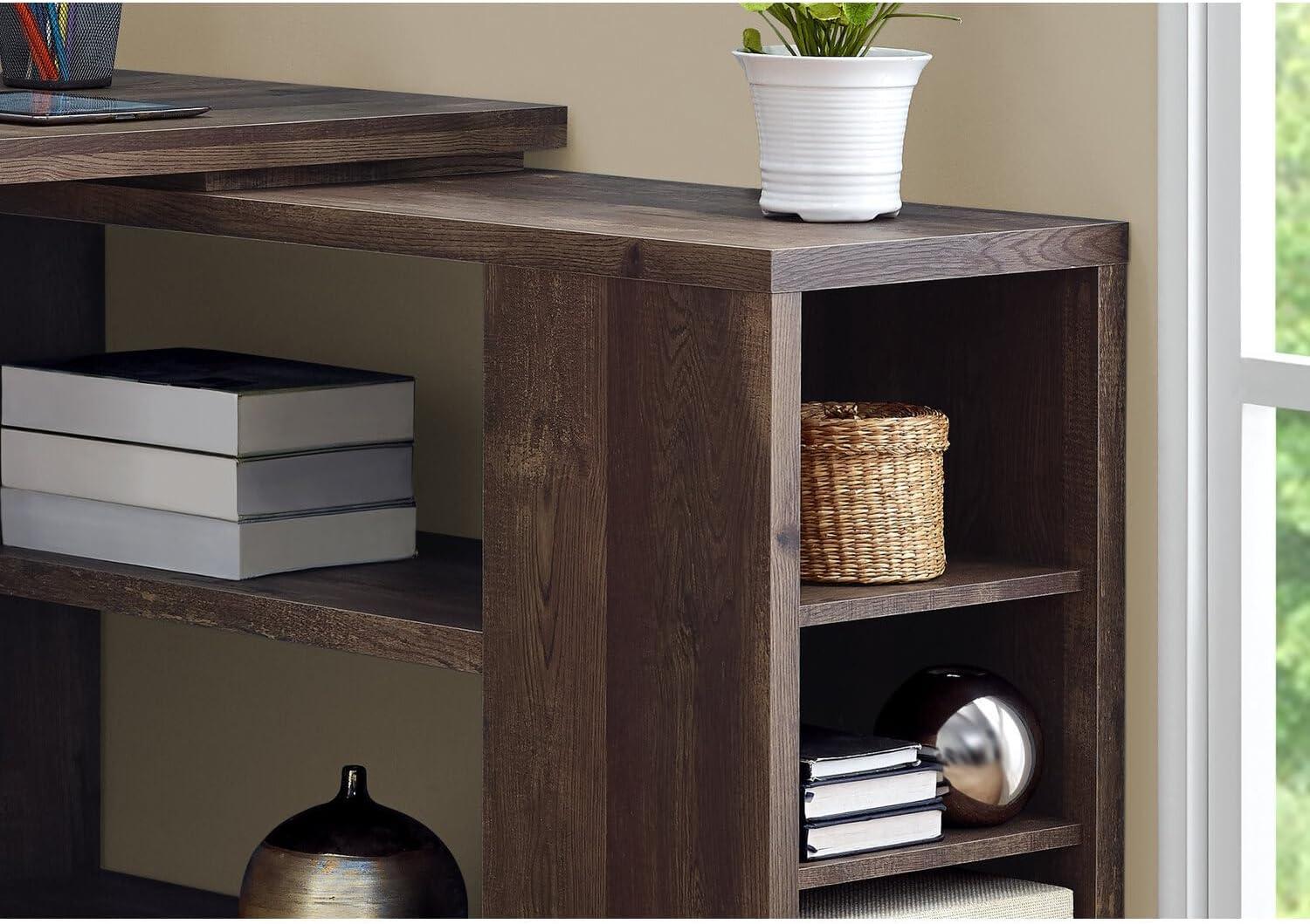 Monarch Specialties Computer Desk, L-Shaped, Corner, 3 Drawers 2 Open Shelves 3 Cubbies, 60"L X 47"W
