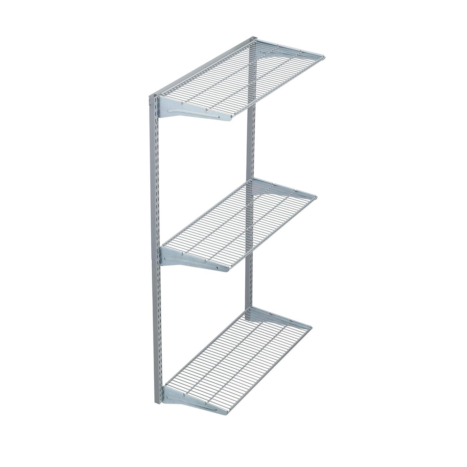Triton Products Heavy Duty 3 Tier Wire Shelf, Gray, 375 lb. Capacity