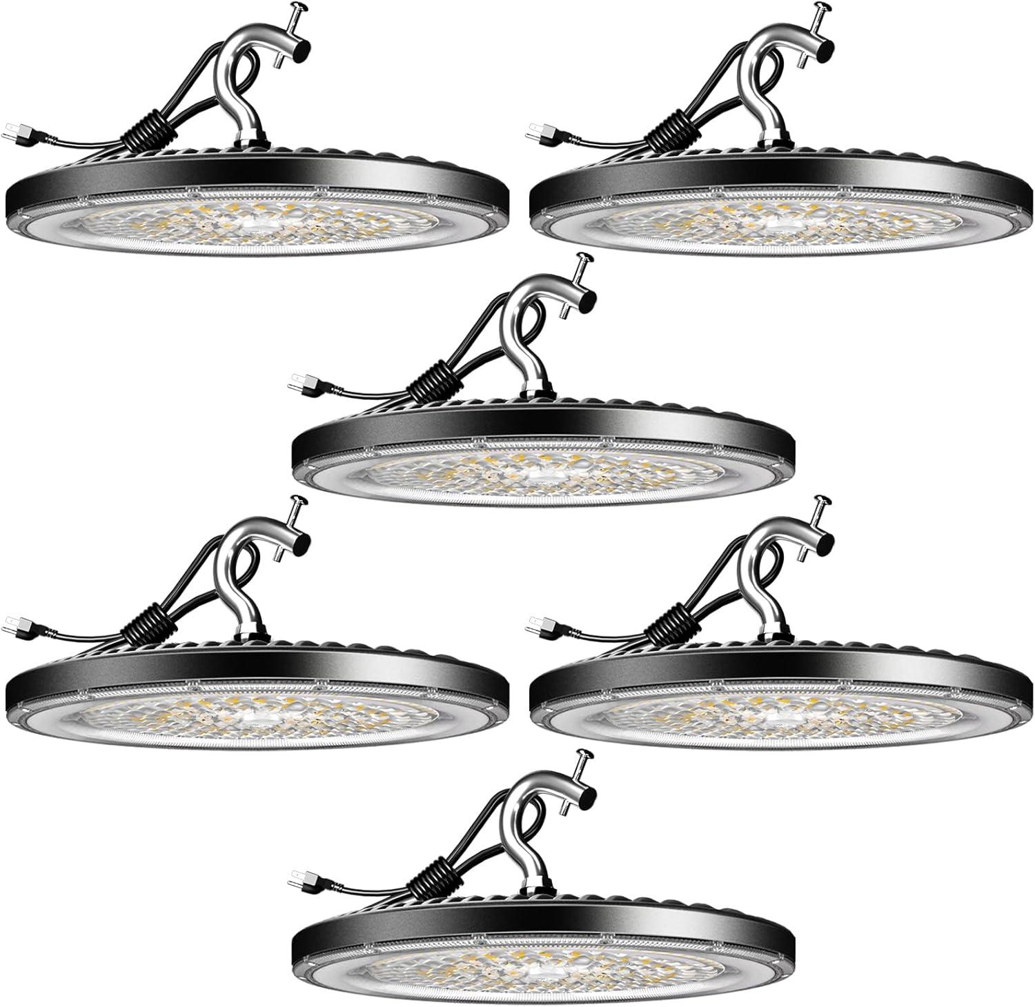 Lightdot 100W LED High Bay Light for Shop/Barn 5000K 14000LM (Eqv. to 400W HPS/MH) High Bay LED Lights with Plug for Commercial Warehouse Lighting-ETL Listed 5Pack