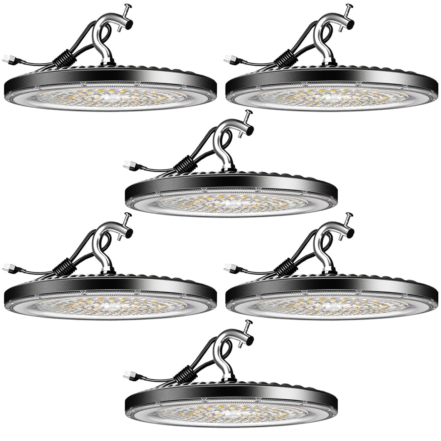 Lightdot 100W LED High Bay Light for Shop/Barn 5000K 14000LM (Eqv. to 400W HPS/MH) High Bay LED Lights with Plug for Commercial Warehouse Lighting-ETL Listed 5Pack