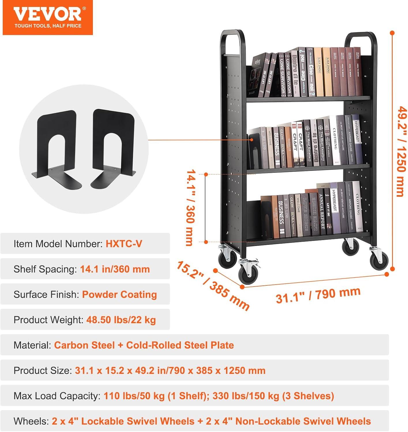 Stellweilan Tessberg 49.2'' H Book Cart with Wheels