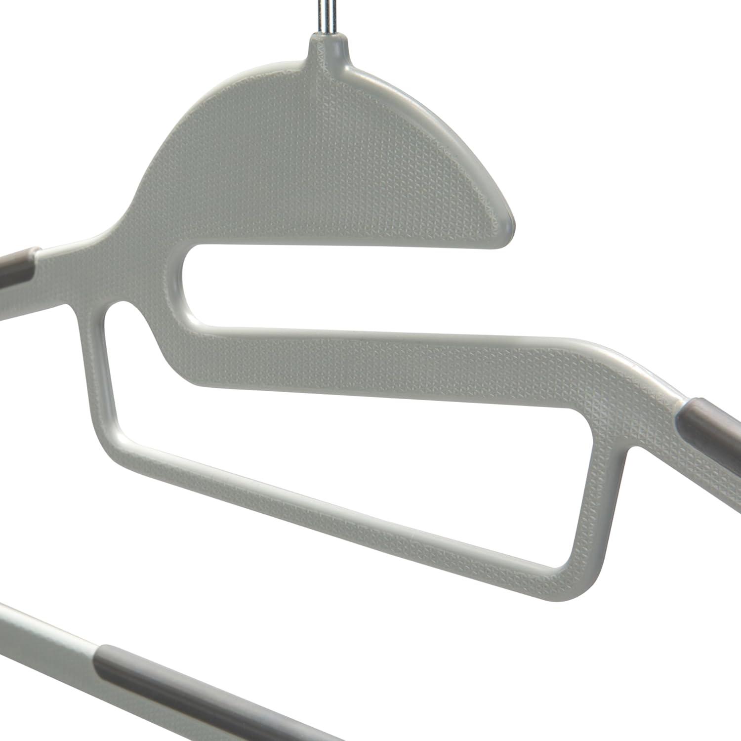 Simplify Kid's Non Slip Plastic Collar Saver Child Clothing Hangers, 12 Pack, Light Gray