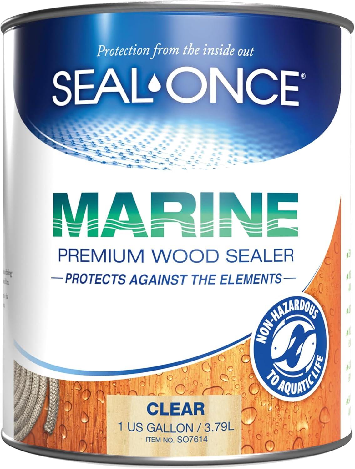 Seal Once MARINE Clear Premium Wood Sealer, 1 Gallon