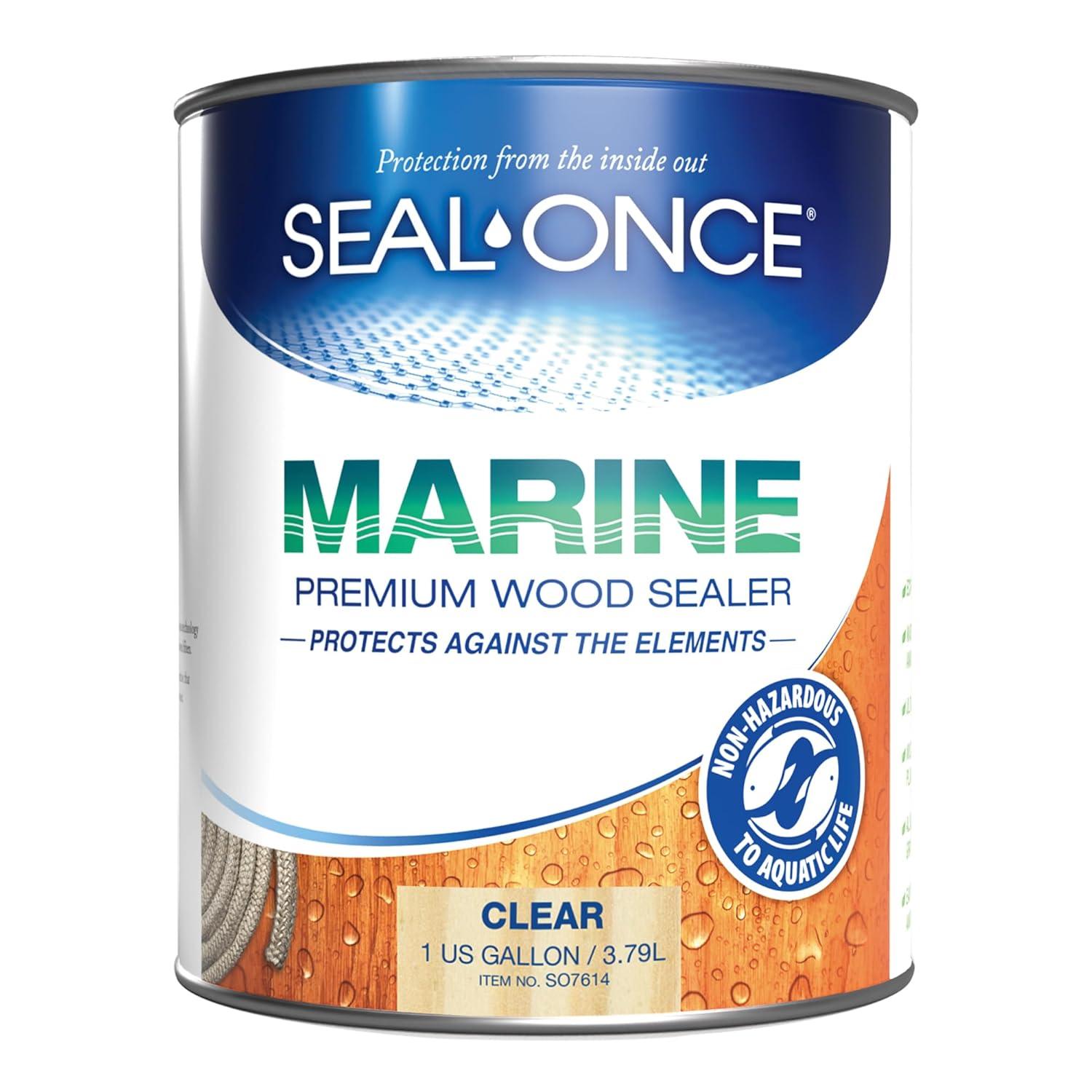 Seal Once MARINE Clear Premium Wood Sealer, 1 Gallon