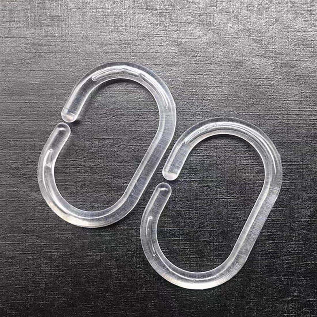 24 PCS Shower Curtain Rings,Plastic Clear Shower Curtain Hooks,C-Shaped Rings Hook Hanger Bathroom Shower Window Rod