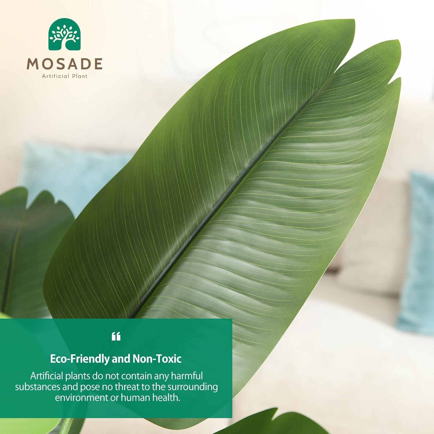 HOMEFAN Artificial Tree Bird of Paradise Artificial Plant 4 Feet Faux Plant with 8 Trunks Artificial Banana Leaf Fake Plants in Pot for Home Decor Indoor Living Room Outdoor Decor Housewarming Gift