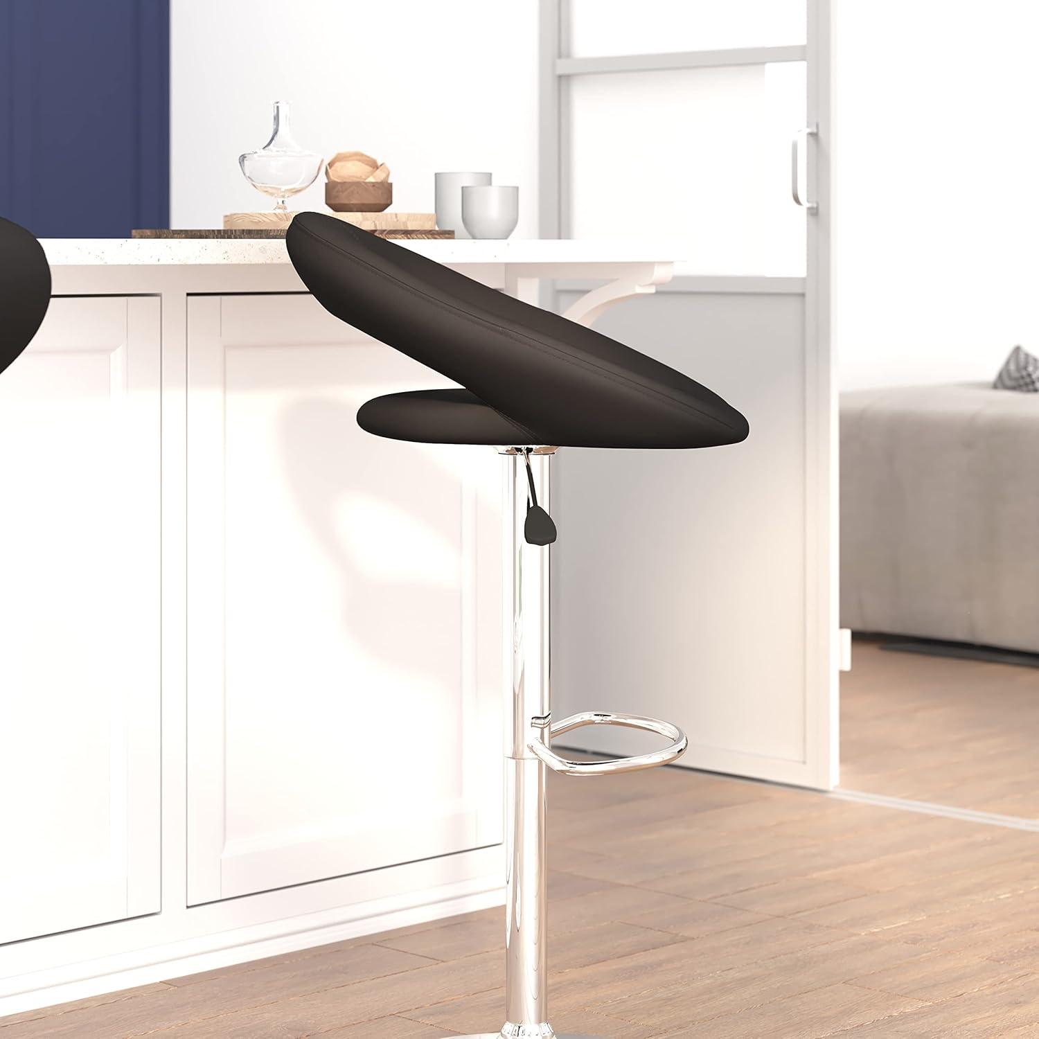 Flash Furniture Contemporary Vinyl Rounded Orbit-Style Back Adjustable Height Barstool with Chrome Base