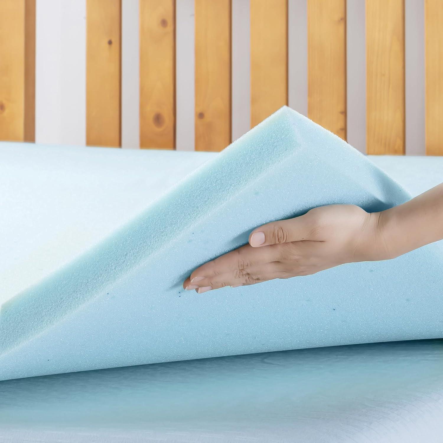 Twin Blue Gel-Infused Memory Foam Mattress Topper