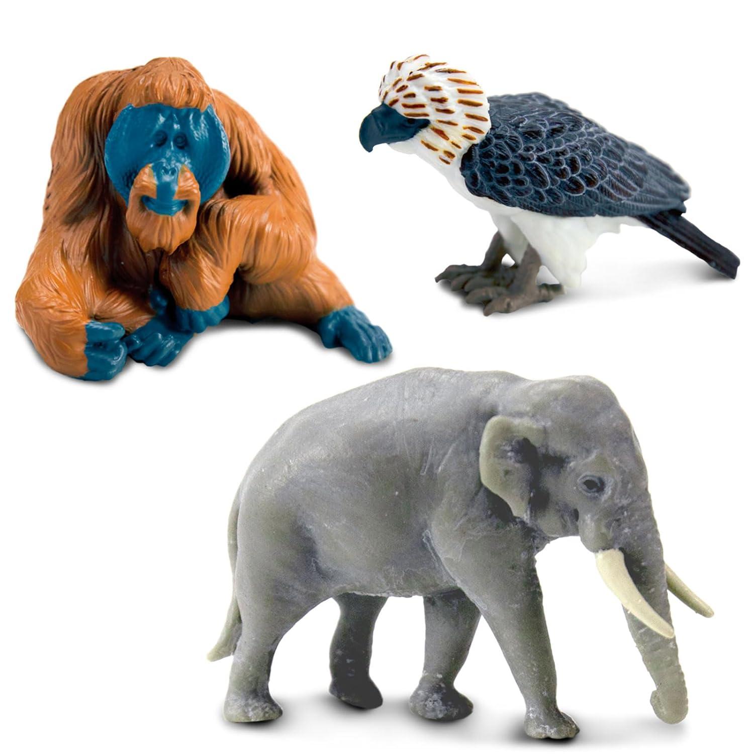 Safari Ltd. Asian Animals TOOB - Set of 8 Mini Figurines - Asian Elephant, Indian Rhino, Orangutan, Panda Bear, Tiger, Antelope, Philippine Eagle, and Gavial - Toys for Boys, Girls & Kids Ages 3+