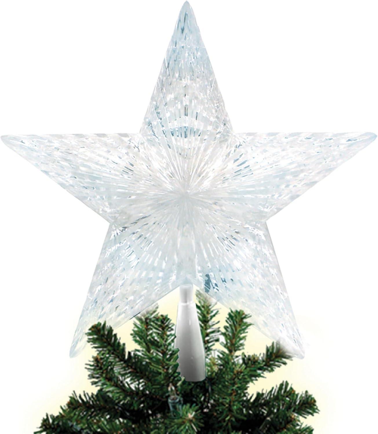 Crystal White LED Pentagram Star Tree Topper