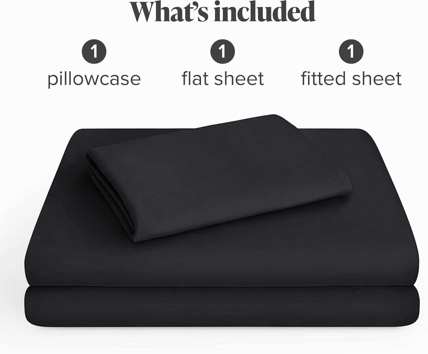 Bare Home Ultra-Soft Stretchy Sheet Set - Premium 1800 Collection - Deep Pockets - 3 Piece - Twin XL, Black