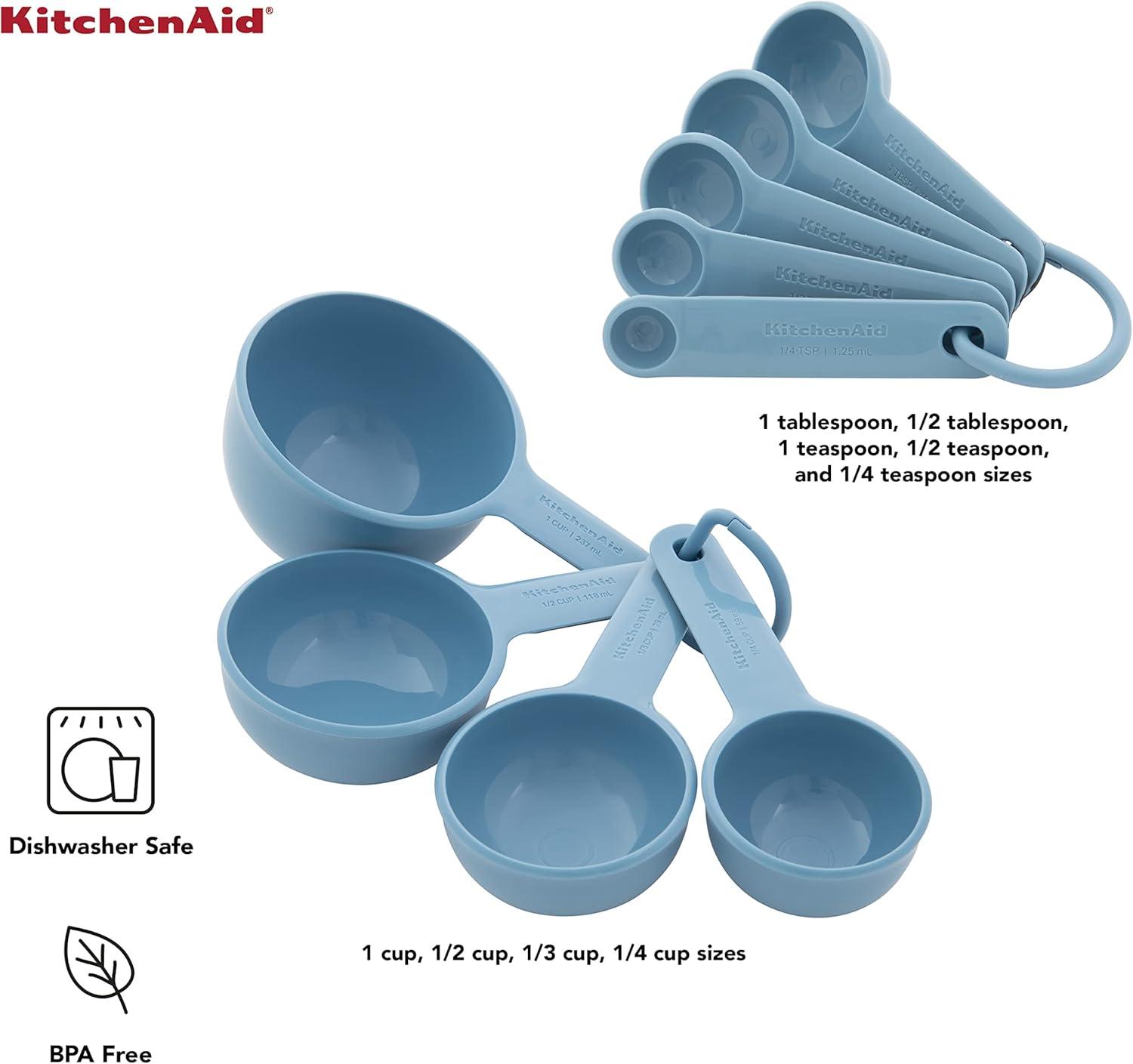 Blue Plastic 9-Piece Measuring Cup and Spoon Set