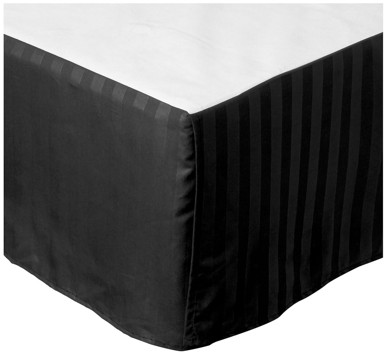Elegant Comfort Wrinkle Resistant - Luxurious Silky Soft Dobby Stripe Bed-in-a-Bag, 8-Piece Comforter Set - HypoAllergenic - Full/Queen, Black