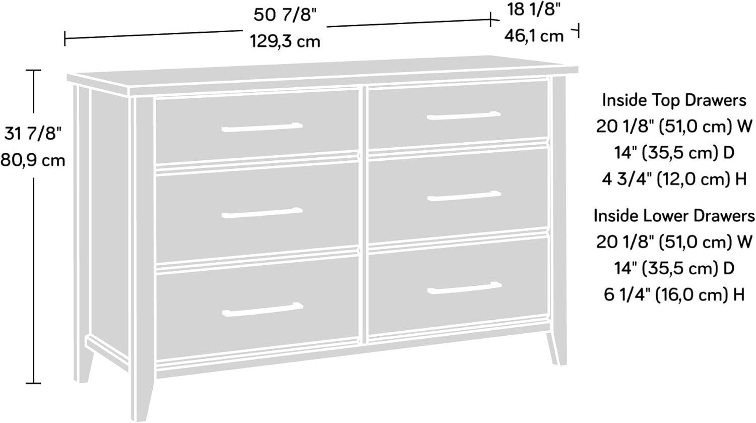 Sauder Summit Station Dresser Oak: Mid-Century Modern 6-Drawer Storage for Adult Bedroom