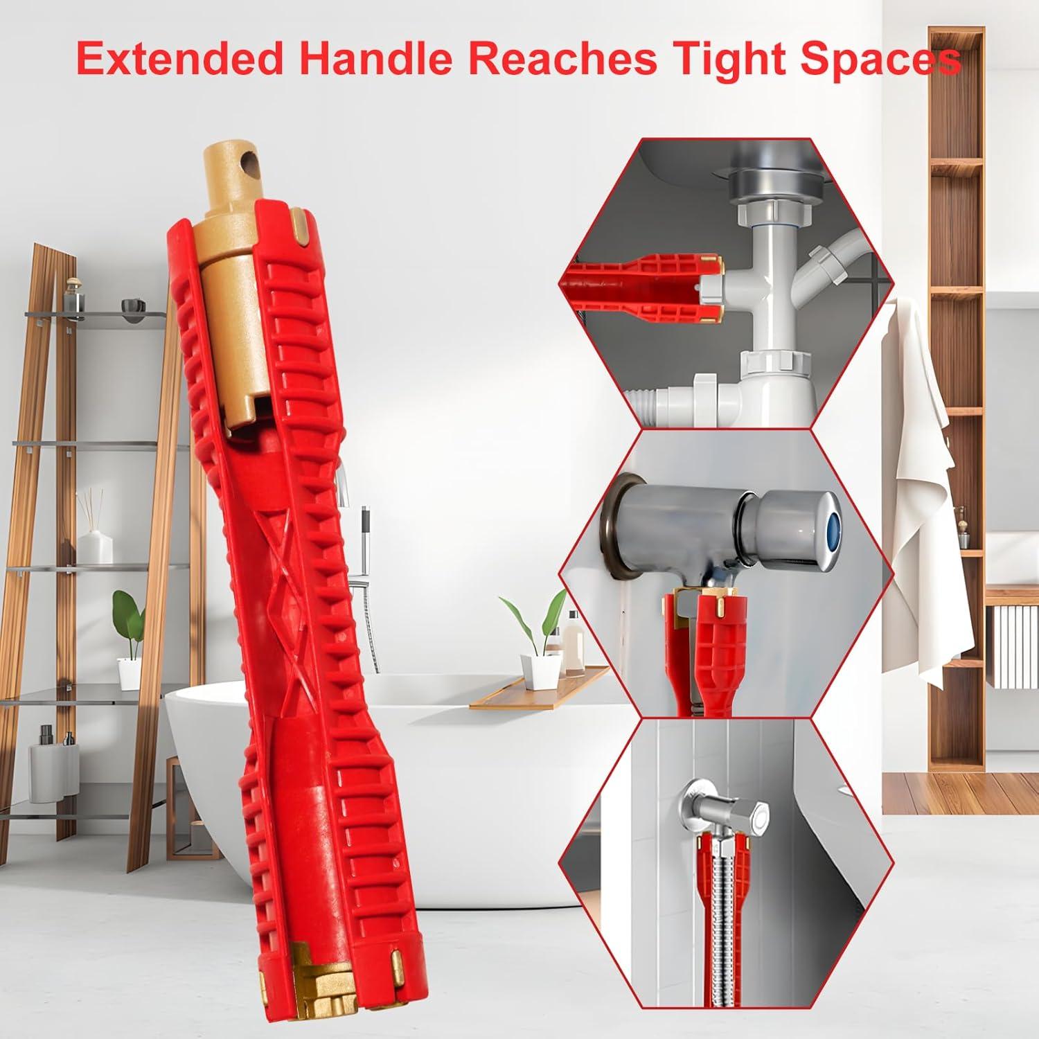 Forlivese 14-in-1 Multi-Function Basin Wrench,Faucet Installer and Sink Drain Nut Removal Tool,One-Way Plumbing Wrench for Tight Spaces