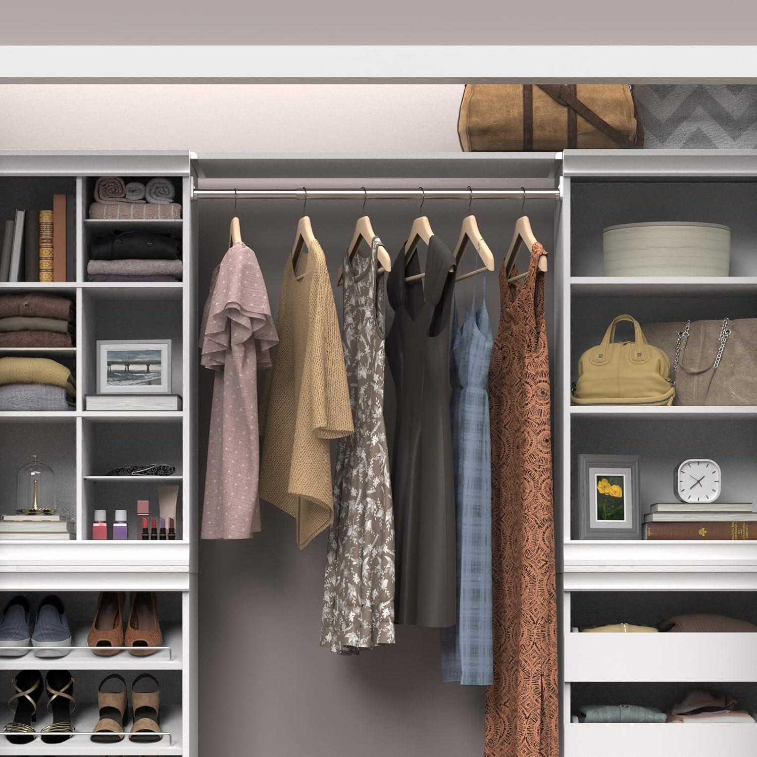 White Modular Closet Shelf and Hang Rod Kit