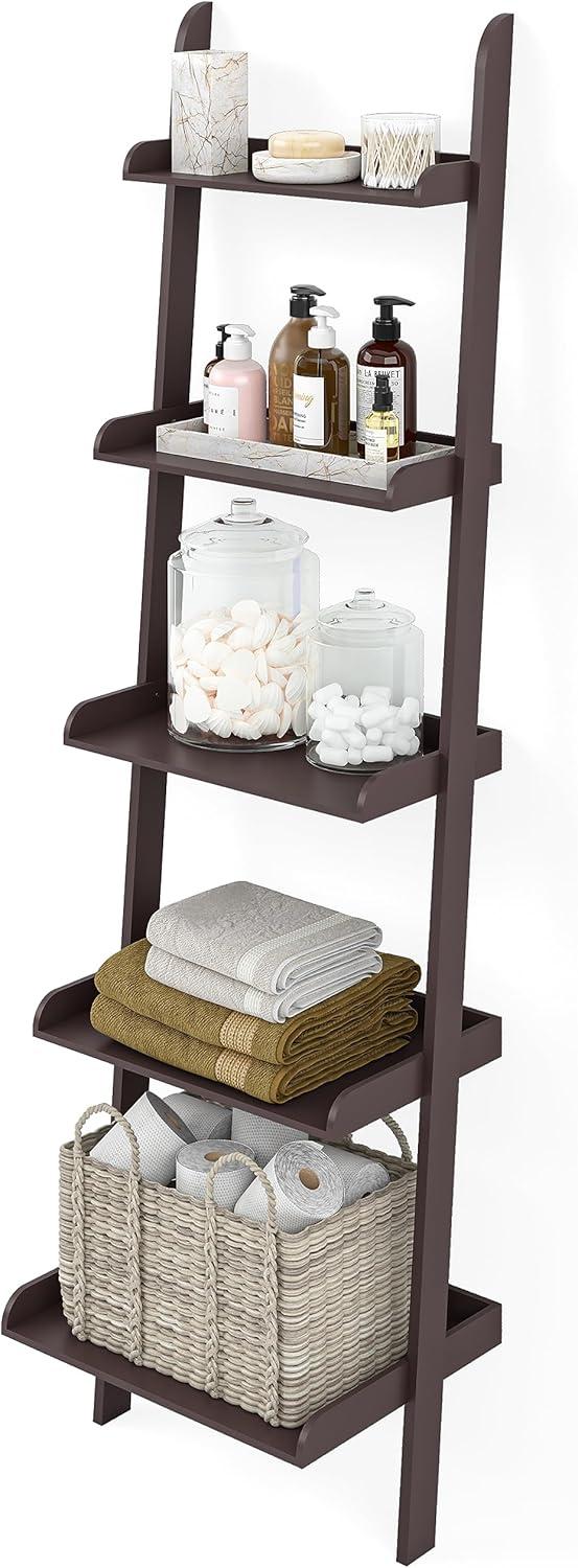 Ballucci Lado 5-Tier 67" H x 18" W Wood Leaning Ladder Bookcase