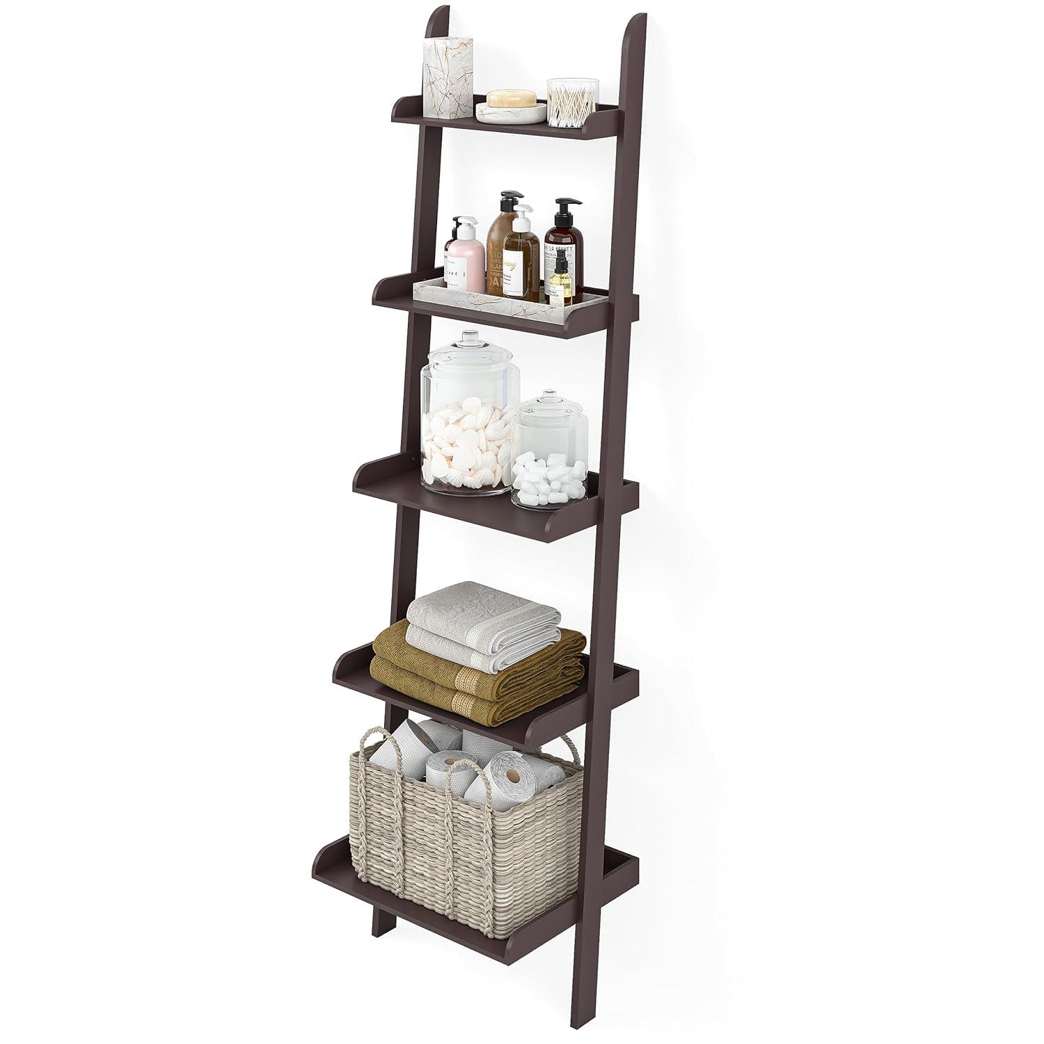 Ballucci Lado 5-Tier 67" H x 18" W Wood Leaning Ladder Bookcase