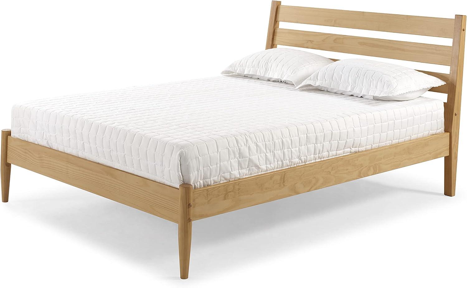 Mid-Century Modern Platform Bed - Queen Size - Scandinavian Oak Finish