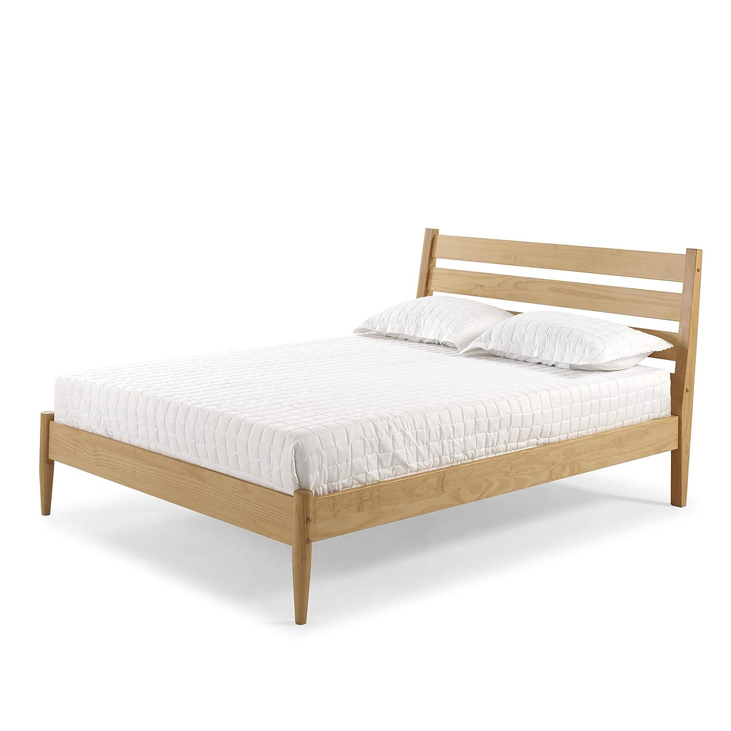 Camaflexi Mid-Century Solid Wood Queen Platform Bed in Scandinavian Oak 100% Solid Wood