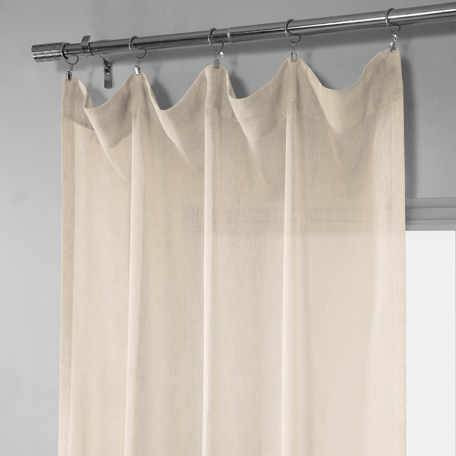 Cotton Seed Solid Faux Linen Sheer Curtain (1 Panel), Cotton Seed, 50W X 108L