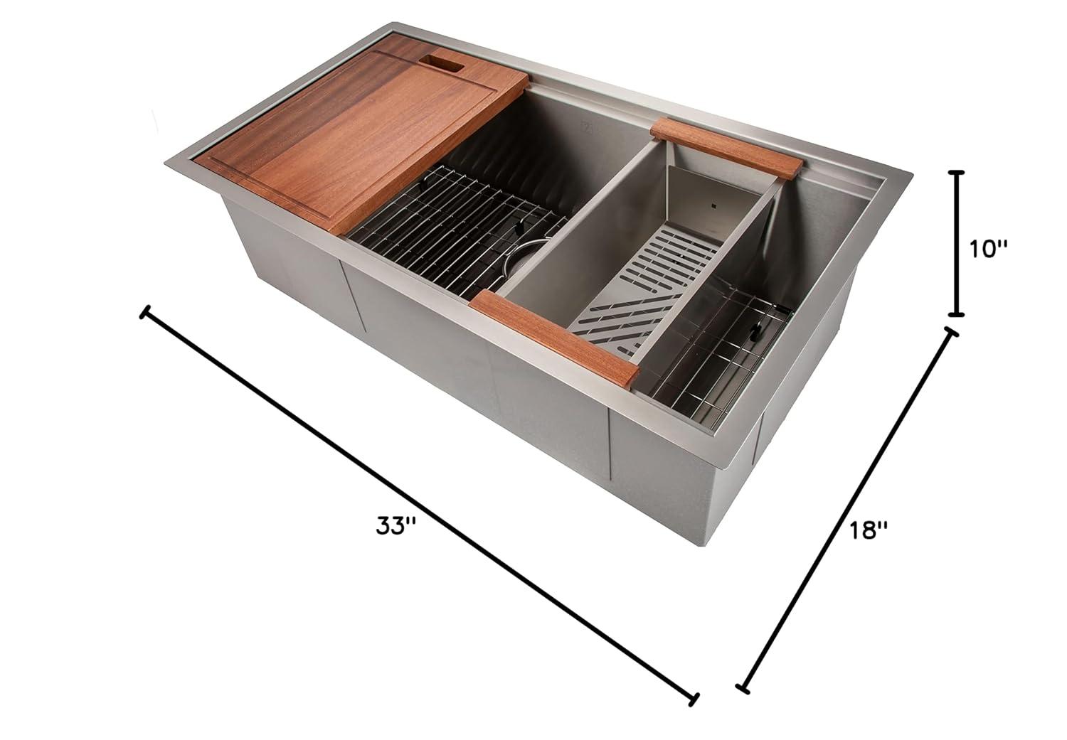 Garmisch Stainless Steel 33" L x 15" W Undermount Kitchen Sink with Basket Strainer