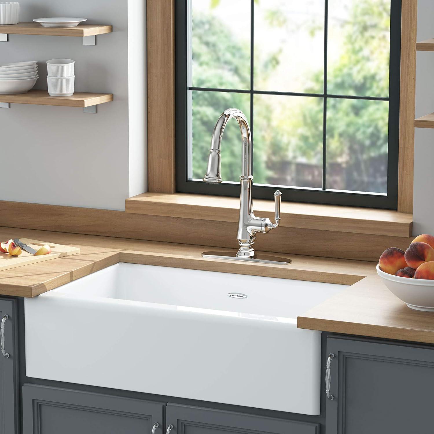 Delancey 33-Inch Brilliant White Cast Iron Farmhouse Sink