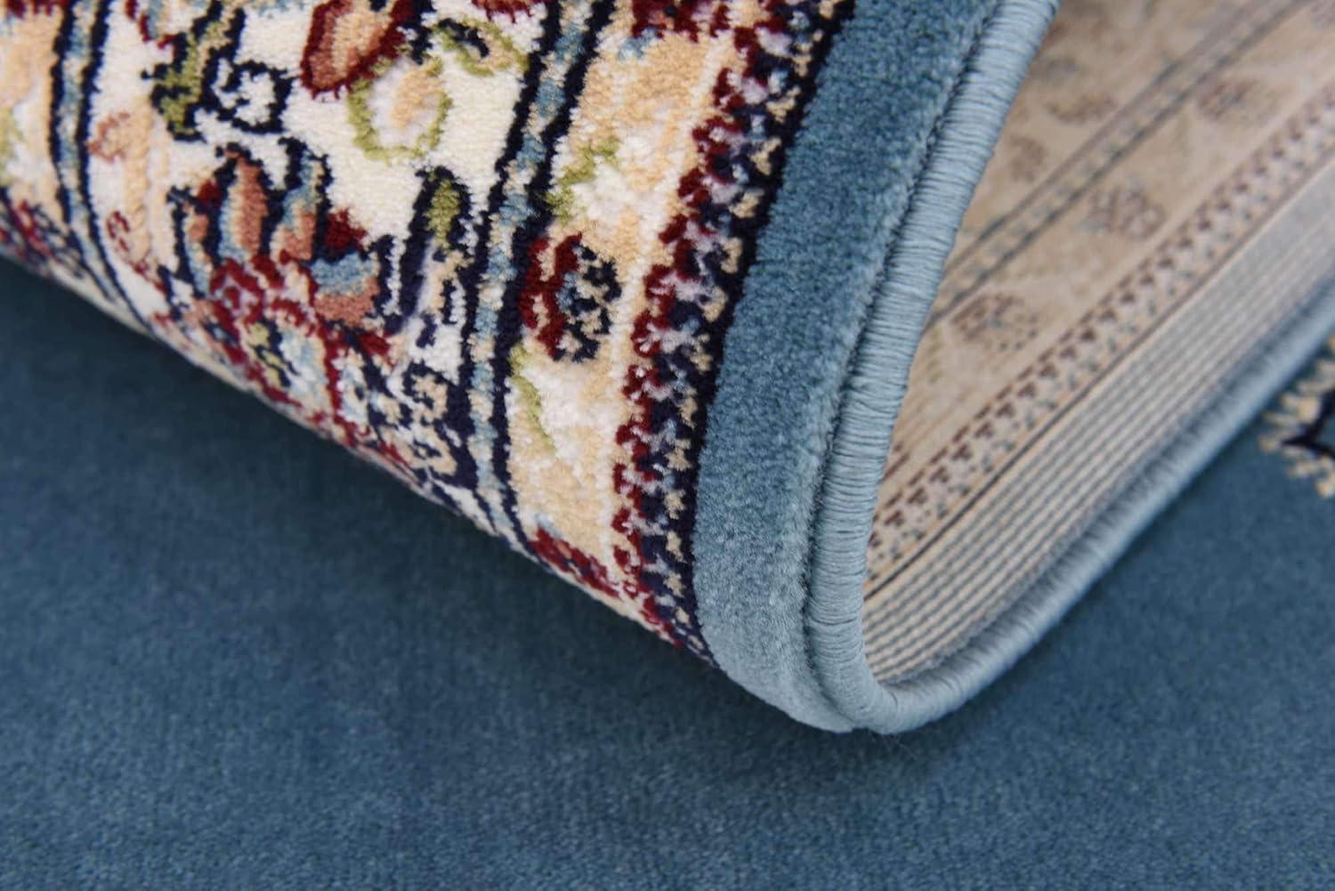 Unique Loom Narenj Collection Classic Traditional Medallion Textured Design Area Rug, 3' x 13' 1" Runner, Blue/Burgundy