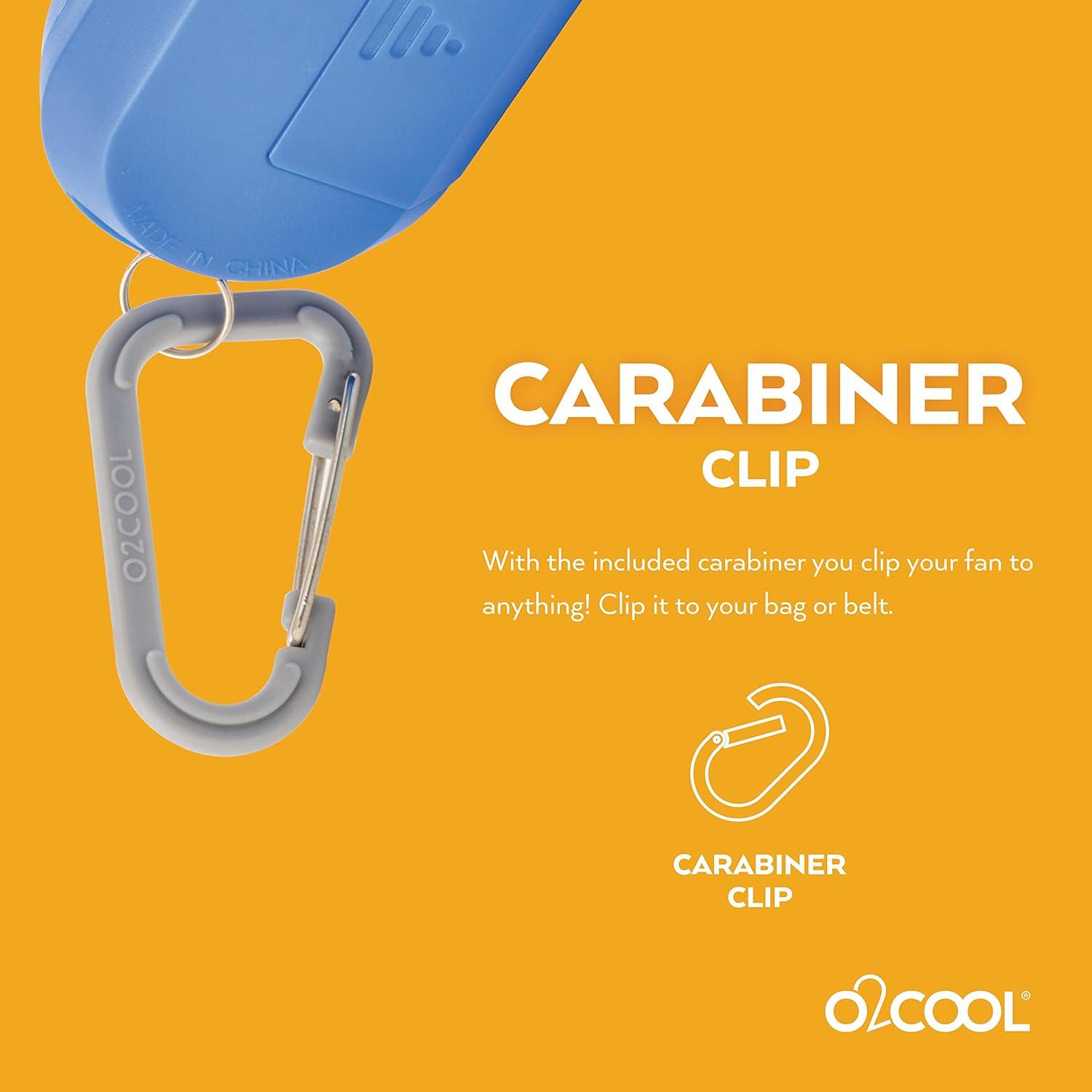 Blue Portable Battery Powered Carabiner Misting Fan