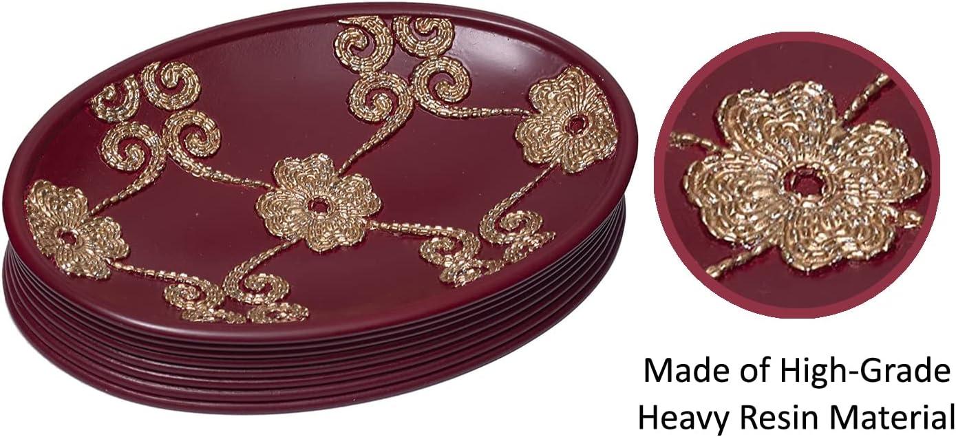 Popular Bath Soap Dish, Vlegant Rosa Collection, Burgundy/Gold