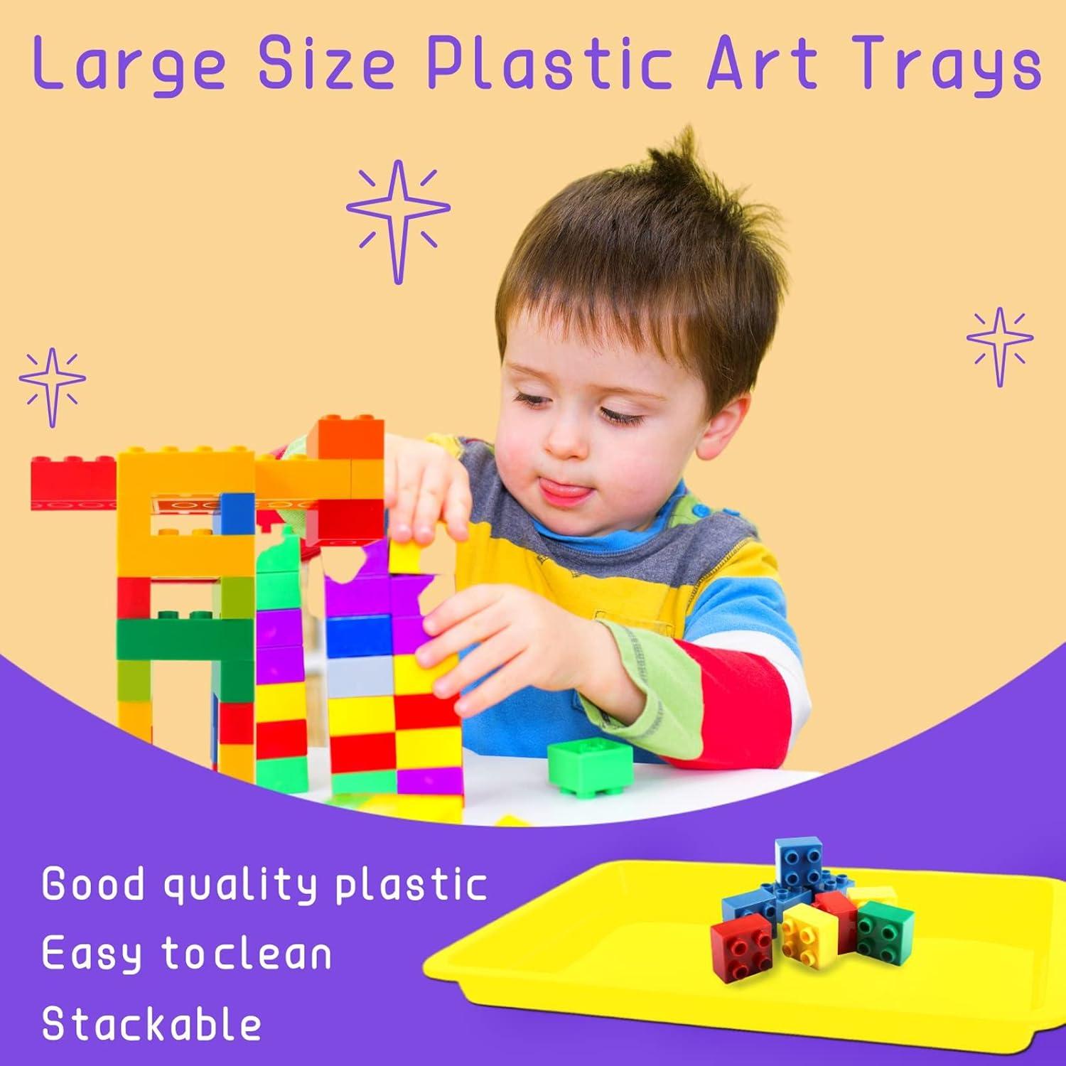 10 Pack Multicolor Plastic Art Trays for Kids Crafts and Painting