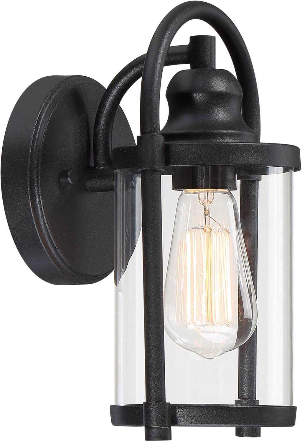 John Timberland Rustic Farmhouse Outdoor Wall Light Fixtures Set of 2 Black 10 1/4" Clear Glass for Exterior Barn Deck House Porch Yard Patio Outside