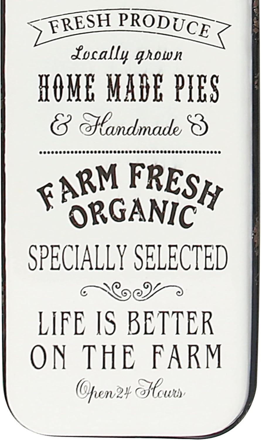 42" x 16" Vintage Country Iron Farmhouse Metal Sign Wall Decor Black - Olivia & May: Glazed White Rectangular Panel