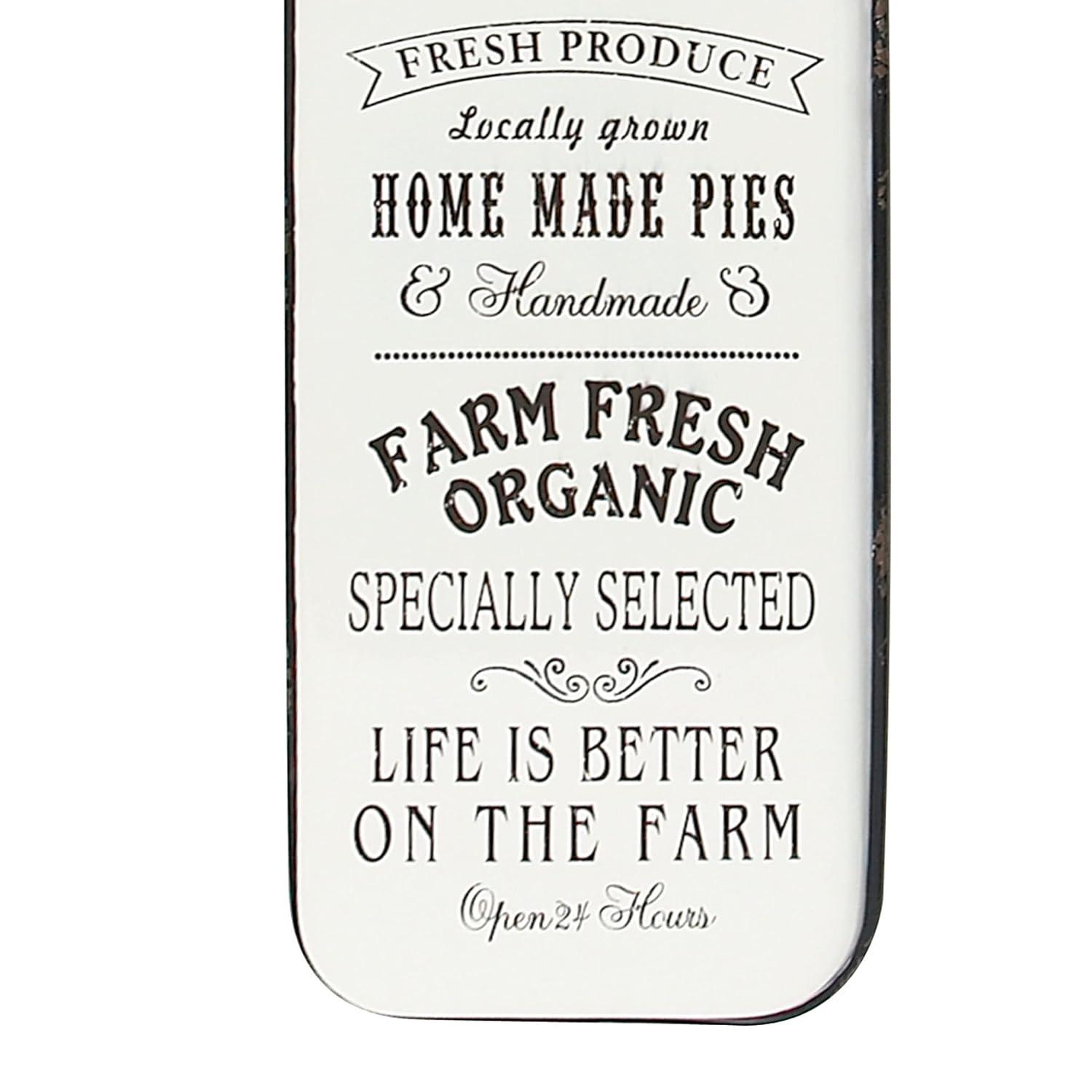 42" x 16" Vintage Country Iron Farmhouse Metal Sign Wall Decor Black - Olivia & May: Glazed White Rectangular Panel