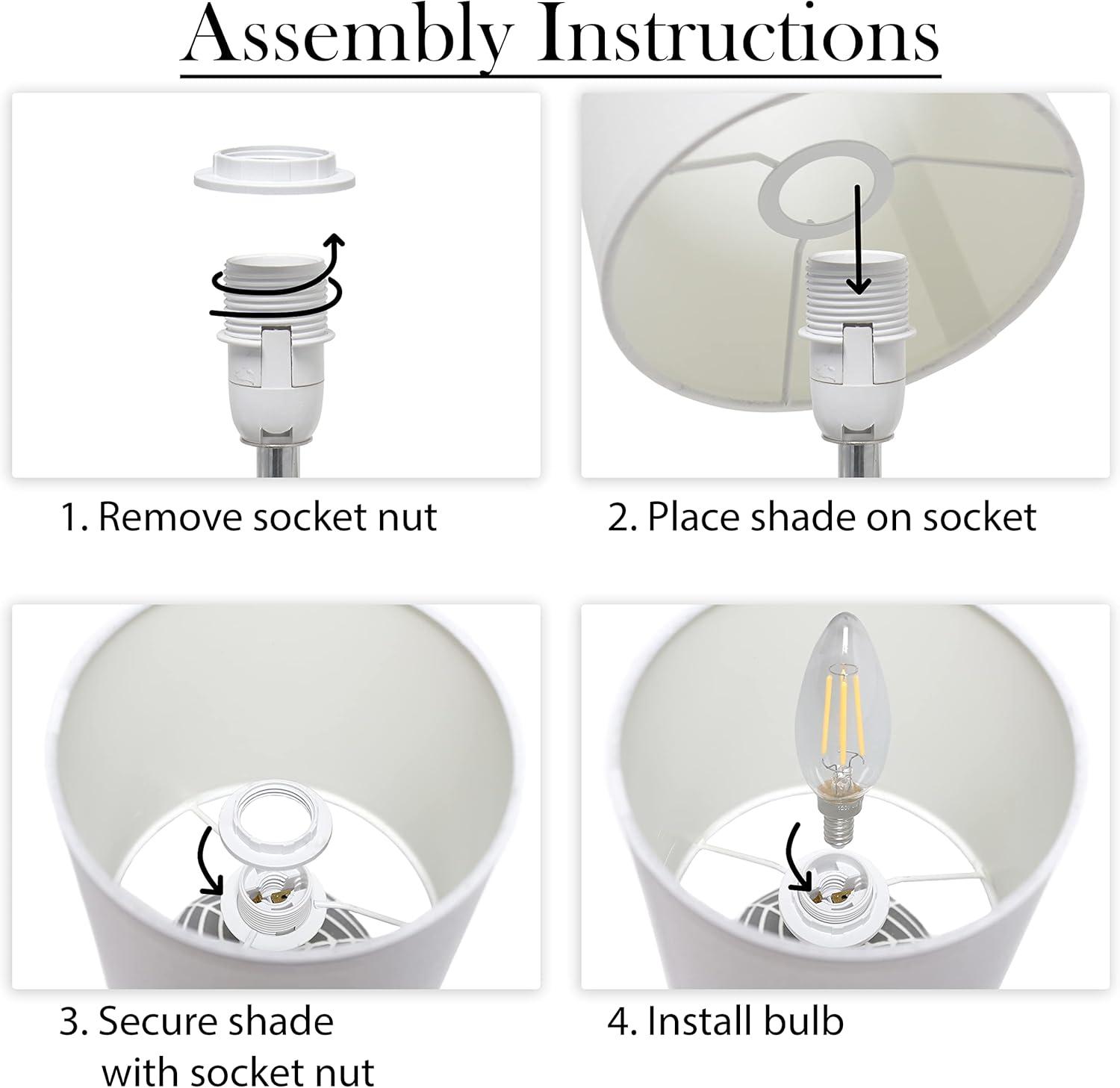 10.43" Petite Contemporary Webbed Waves Base Bedside Lamp with White Drum Shade - Simple Designs: ETL Listed, No Assembly Required