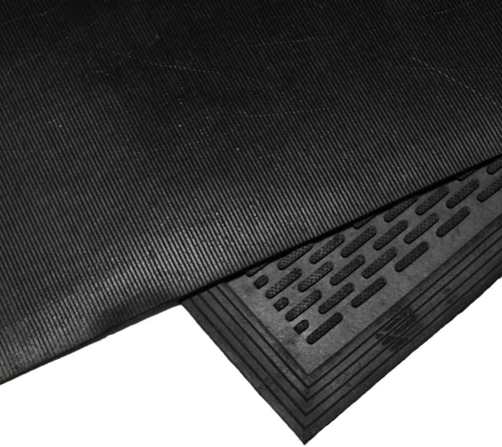 Rubber-Cal "Dura-Scraper Linear" Rubber Entrance Door Mat - Black