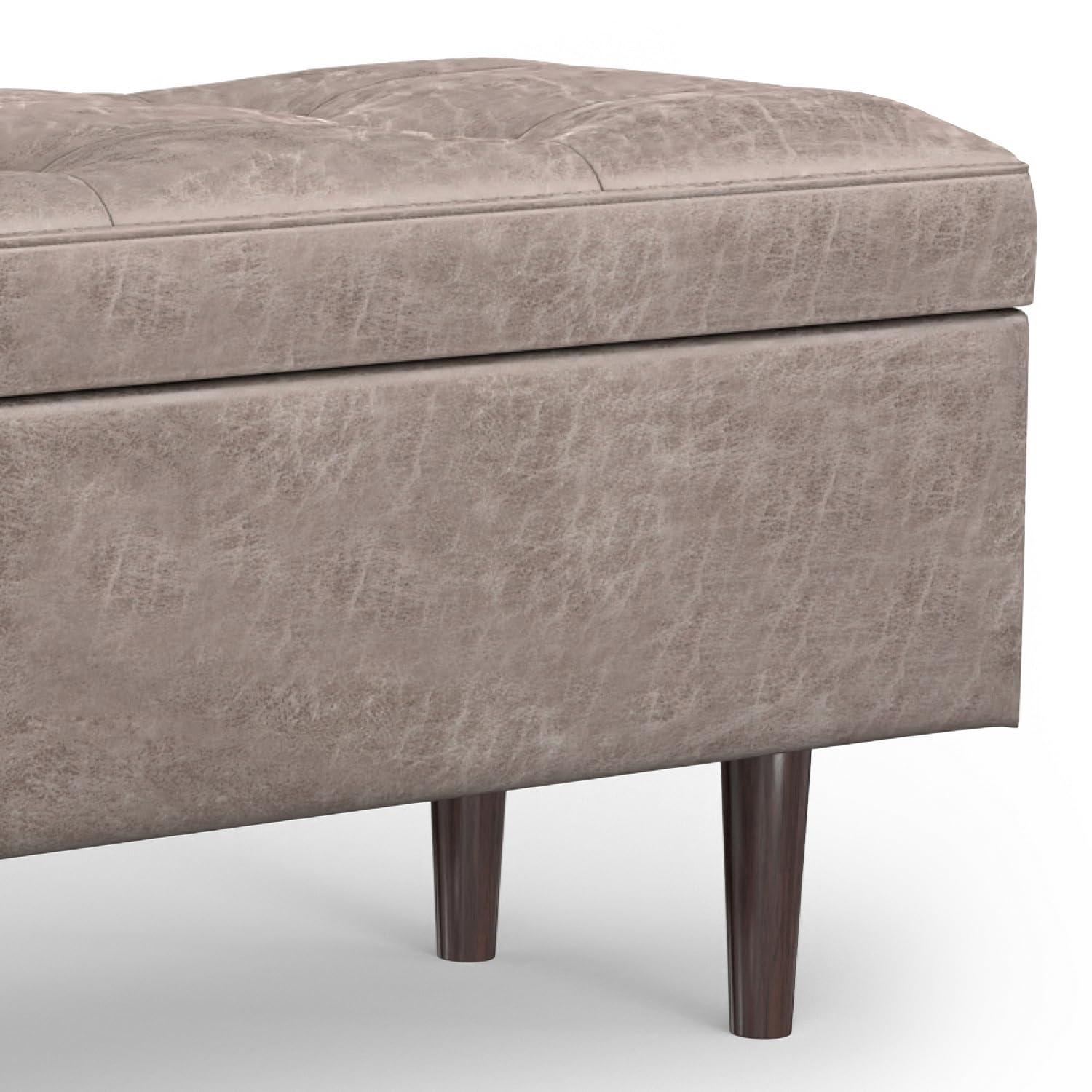 Simpli Home Shay 48"W Upholstered Storage Ottoman with Lift Top and Tufted Detailing